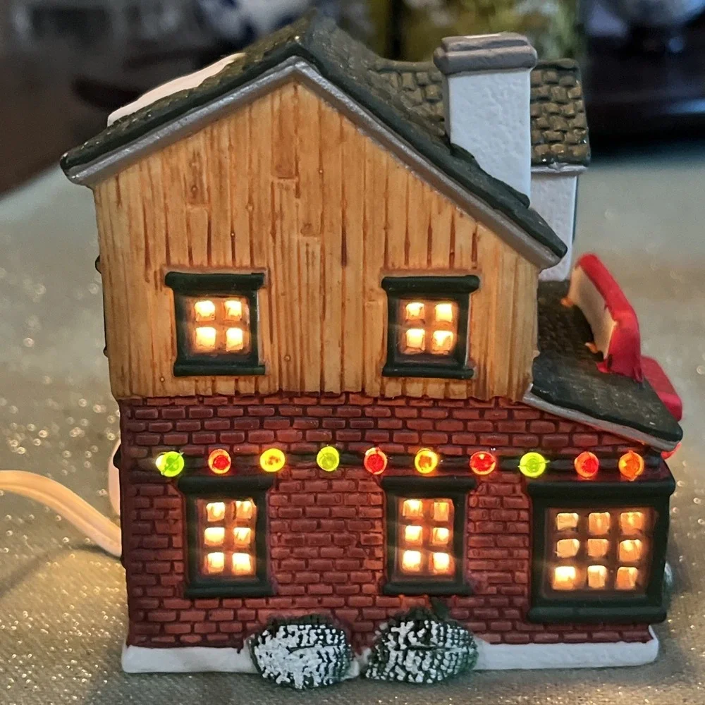 1996 LEMAX Yuletide Craft Shoppe & Trees Porcelain & Lighted~Unboxed~Lighted